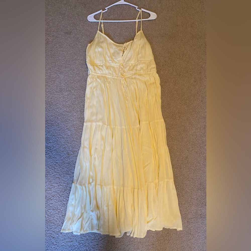 Women’s Yellow Tiered Spaghetti Strap Dress